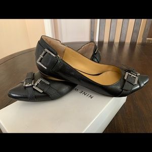 Nine West  “Nourished” black leather flats